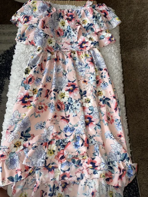 Bloome De Jeune Fille Girls Sz 12 Pink Floral Dress. Beautiful, Great Shape