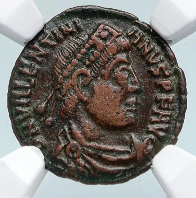 VALENTINIAN I Captive & CHRIST Chi-Rho Christian Ancient Roman Coin NGC i89703