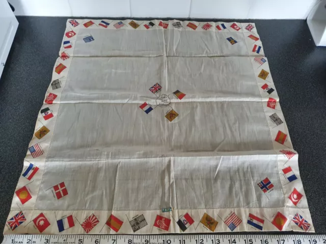 Antique Ww1 Flags Of The World For Liberty & Justice Commem. Silk Hankerchief 2