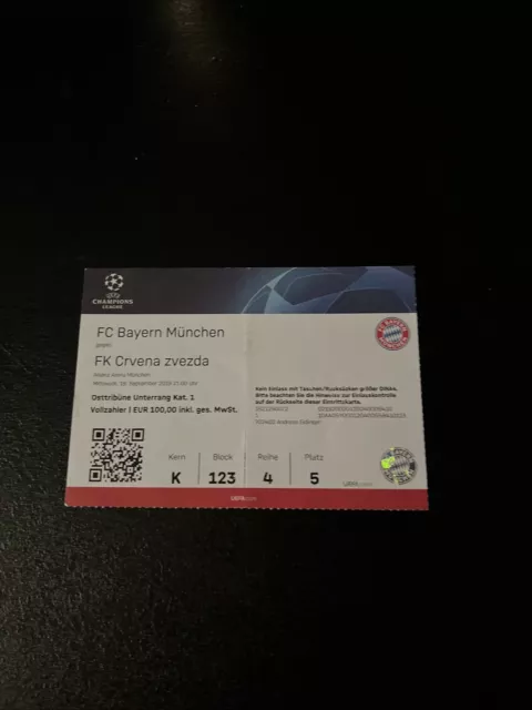 CL  2019/20 :  Bayern München  - Roter Stern Belgrad ; 18.09.2019