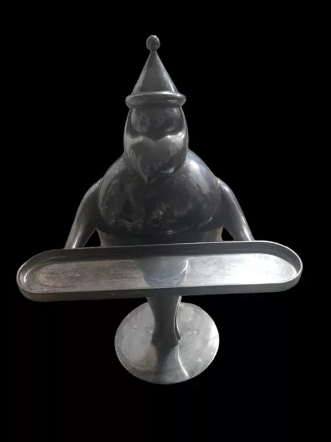 Vintage Pottery Barn Art Deco Large Silver Plated Santa Candle Holder Pre-Owned