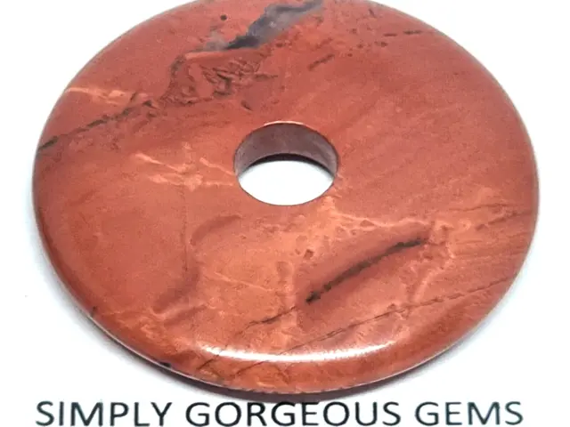 Donut Shaped Red Jasper Gemstone Pendant - 40 mm