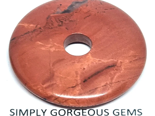 Donut Shaped Red Jasper Gemstone Pendant - 40 mm