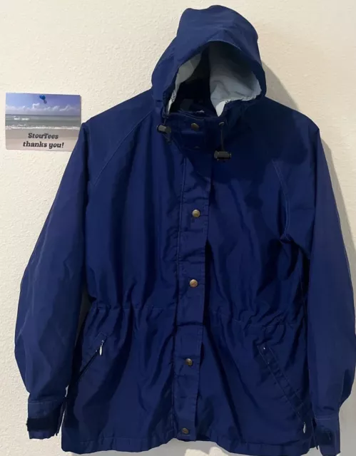 Women’s 1970’s Goretex WOOLRICH VTG Hooded Blue Jacket Size M Winter Rain Rare