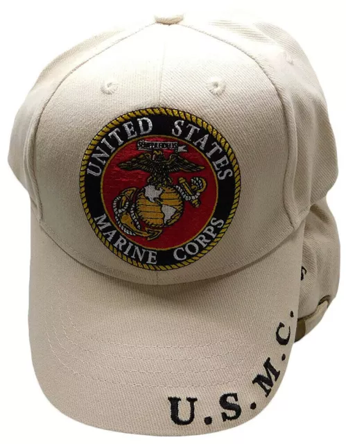 US Marine Corps Khaki Cover- USMC EGA Hat- United States Marines Baseball Cap