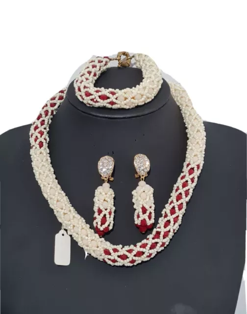 New Elegant  Necklace Set African Nigerian Wedding Beads,Nigerian Crystal Beads 