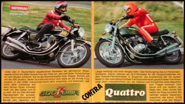 Motorrad 23/1974, Test Honda CB 500 Four vs. Benelli 500 Quattro, Werbung GT 125