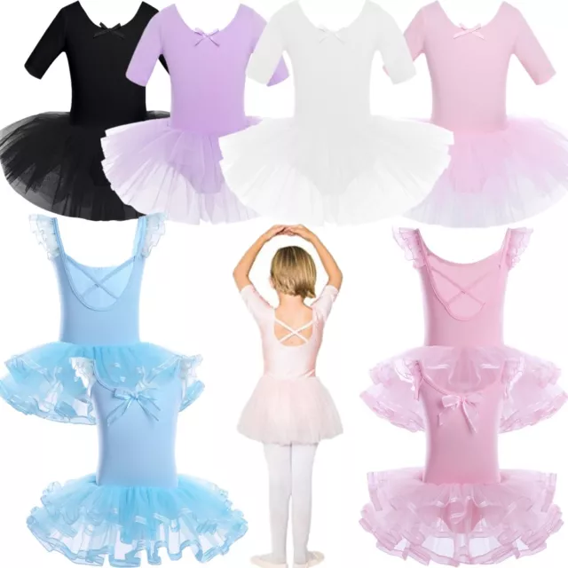 Girls Kids Ballet Dance Tutu Dress Toddler Child Leotard Dancewear Skating Dress