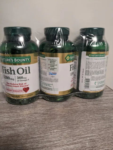 Nature's Bounty Fish Oil Softgels -200 Count, 3-PACK. Exp 12/23 60% OFF RETAIL