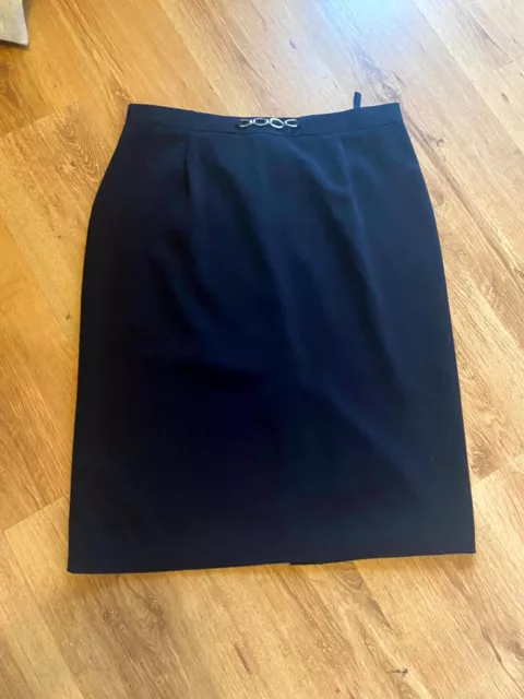 Gelco Women's Straight & Pencil Skirt Black Size 12 Zip Fly Back Slit Pleated