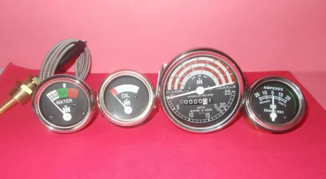 IH B250,B275,B414,276,354,434,444 Tachometer+Temp+Oil Pressure+Ampere Gauge Kit