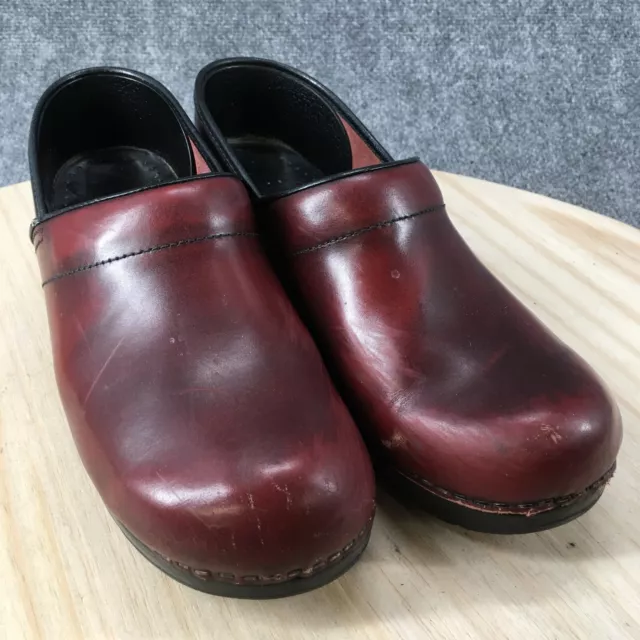 DANSKO SHOES WOMENS 39 Work Clogs Wedge Slip On Red Leather Round Toe ...