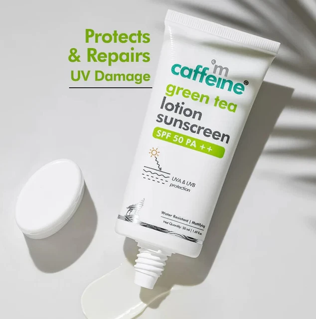 Loción protector solar té verde FPS 50 PA++ hojas hidratantes de niacinamida blanco 50 ml