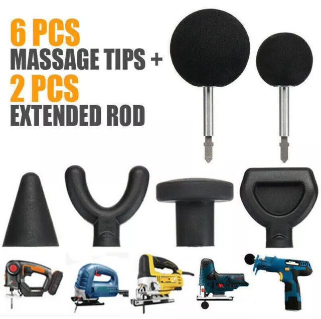 6x Percussion Massage Tip &Bit Mit 2x Stange Für Stichsäge Massagegerät Ada G7F7