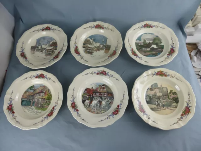 SARREGUEMINES lot de 6 grandes assiettes a soupes OBERNAI H. LOUX