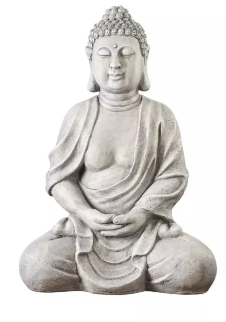 XXXL Großer Buddha 70 cm Steinfigur Garten Deko Figur Skulptur Feng Shui sitzend