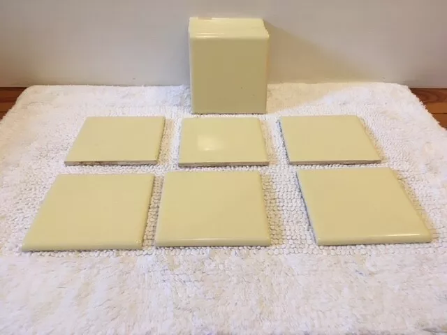 Vintage Yellow Bullnose Edging Trim 4x4 Tile Wenzcel New Old Stock Antique