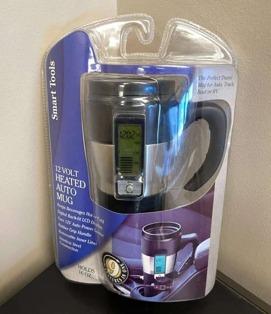 Smart Tools 12 Volt Heated Auto Mug Holds 16oz Travel New Sealed Car Vehicle Cup
