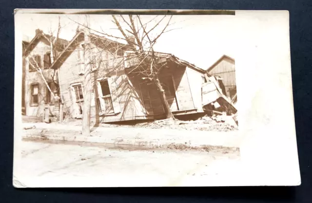 Dayton Ohio OH Flood of 1913 Real Photo RPPC ~ House Knocked off of Foundation