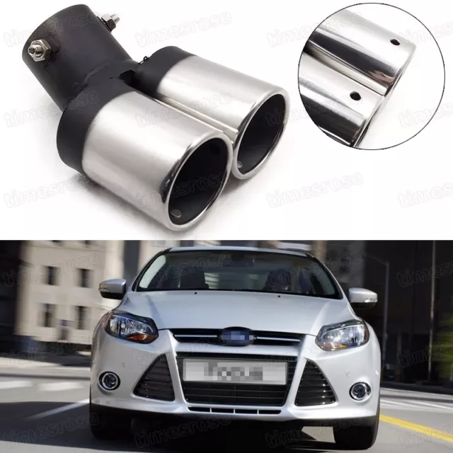 Car Exhaust Muffler Tip Tail Pipe End Trim Silver for Ford Focus 2011-2016 #1018
