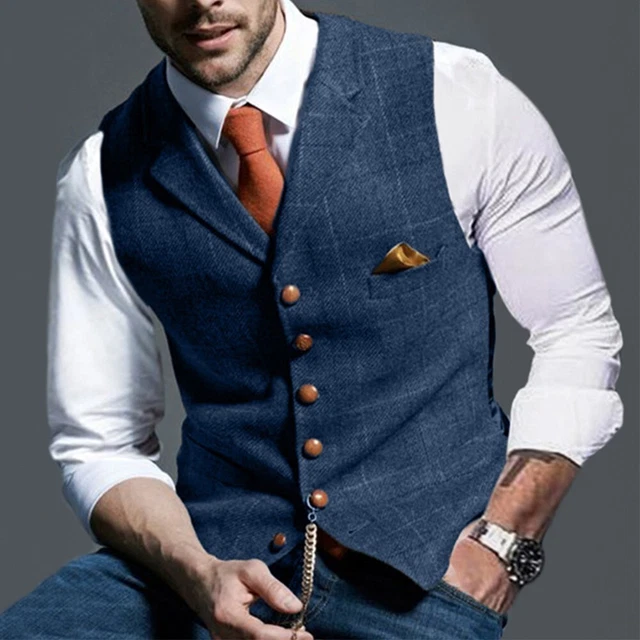Uomo Quadri Festa Panciotto Matrimonio Formale Casual Slim Vintage Canottiera 2