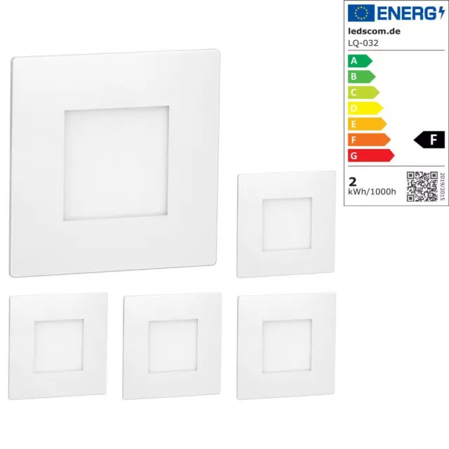 5x LED Treppenlicht / Wand-Leuchte FEX für innen und außen, eckig, 85 x 85mm, wa