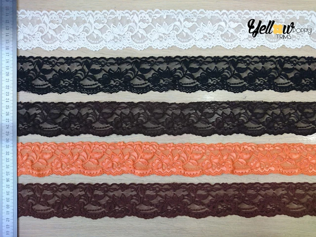 Bridal/Dress Floral Lace Trim Double Scalloped Edge Stretch Lace 2"/5cm Wide
