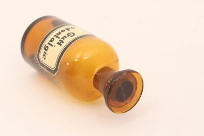 Apotheker Flasche Medizin Glas braun Gutt. odontalgic. antik Deckelflasche 11