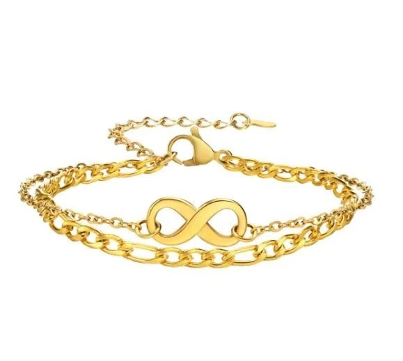 Bracelet Entrelacement Infini Avec Diamants 1/4 Carat Plaqué Or - Longueur 8 Pouces