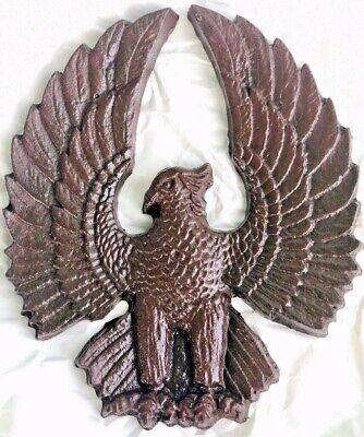 Cast Iron Phoenix Rising bird Eagle Plaque Architectural Ornament antique 12"