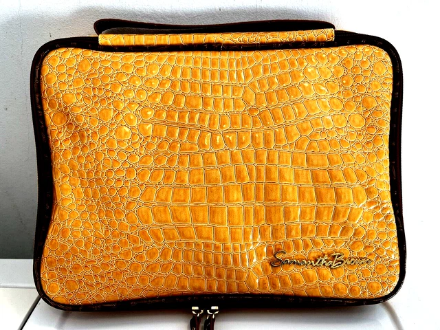 Samantha Brown Yellow Croc Embossed Jewelry Cosmetic Travel Case Organizer