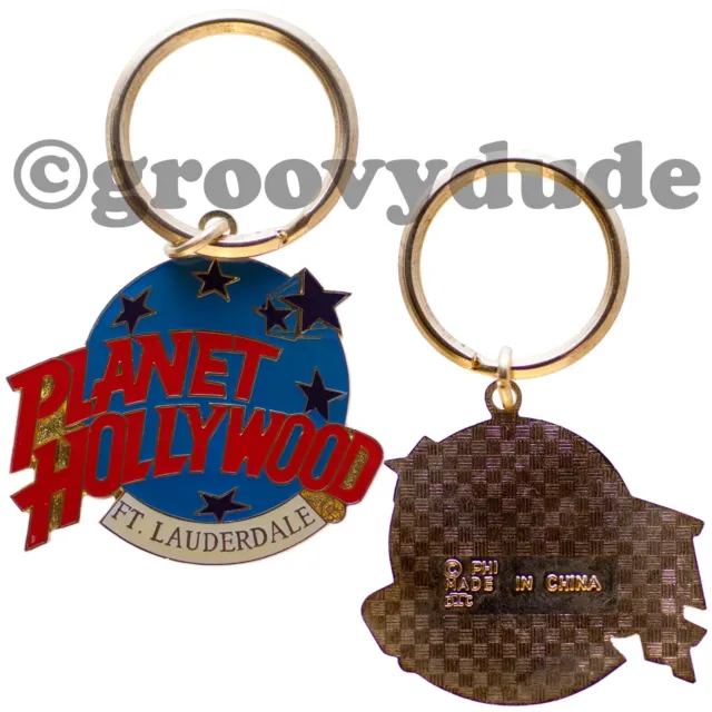 Ft Lauderdale Planet Hollywood Keychain Large Light Blue Globe Logo Key Chain