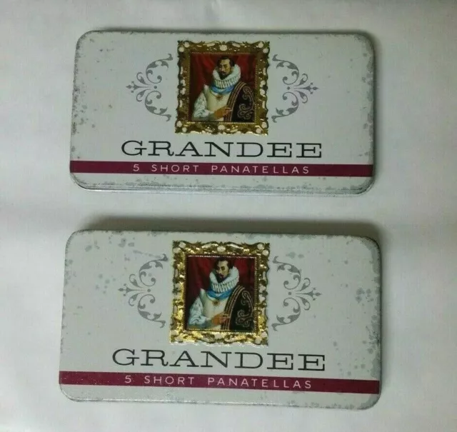 2 x Vintage Grandee Short Panatellas Tins Empty-Retro Collectable