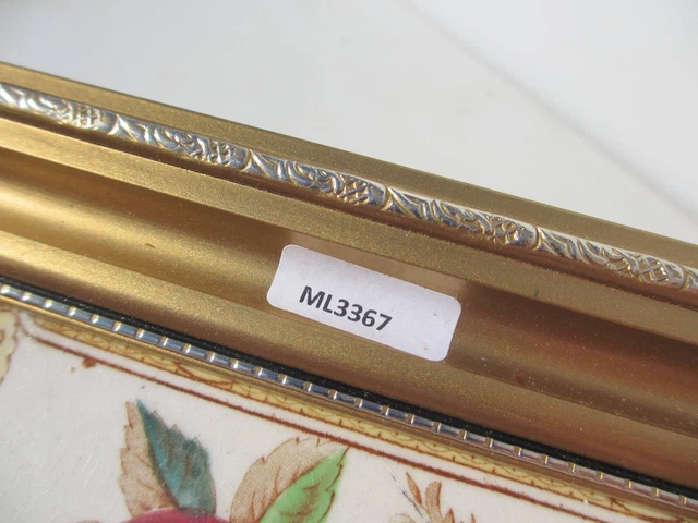Vintage Ceramic Tile Art Nouveau Floral Flowers Roses Leaf Gilt Frame 12