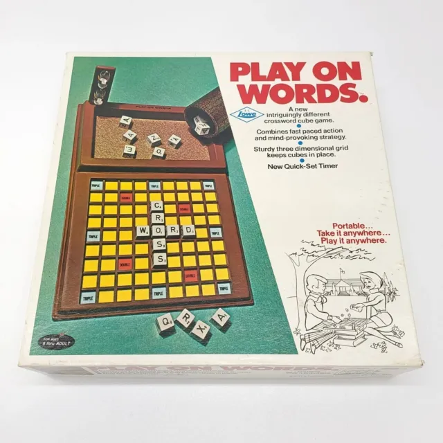 Play On Words Crossword Cube Board Game Vintage 1971 E. S. Lowes 100% Complete