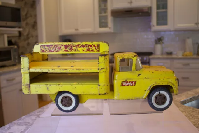 Vintage 1960's Buddy L Yellow Coca Cola Pressed Steel Ford Delivery Truck