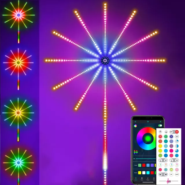 RGB Color Changing LED Firework Lights Music Sound Sync Strip Lights App Control