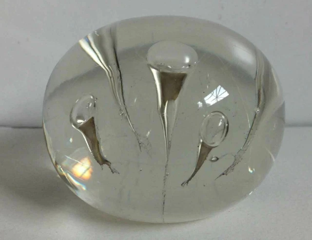 Sulfure - Boule Presse Papiers Avec Bulles En Inclusion *