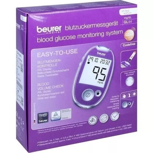 BEURER GL44 Blutzuckermessgerät mg/dl lila, 1 St PZN 08600001