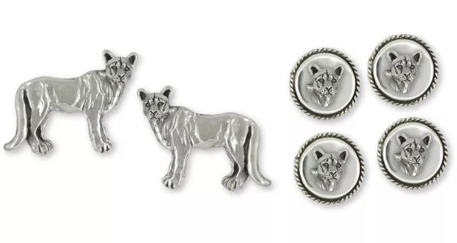 Cougar Jewelry Sterling Silver Handmade Mountain Lion Cufflinks  COU1-SET
