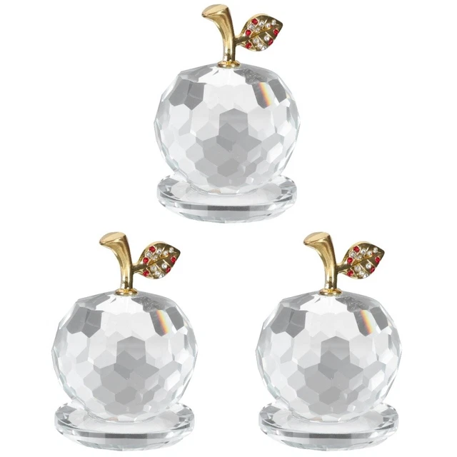 3 Pcs Kristall-Apfel-Ornament Tischskulptur Aus Obstfiguren Wohnkultur Statue