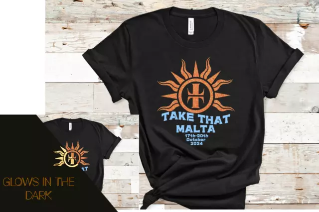 Take That Malta design Glitter Glow in the dark black Tour T shirt