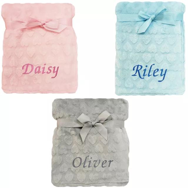 Baby Girl Boy Personalised Heart Blanket Valentines Baby Shower Newborn Gift