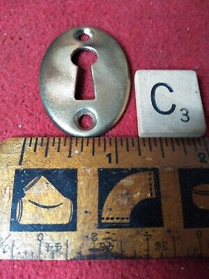1 Vint. Ant. Oval Brass Keyhole Door Key Cover Escutcheons Plate C3