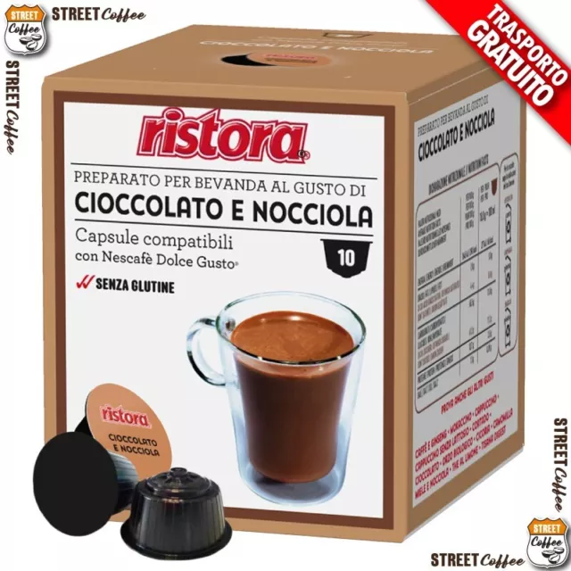 40 Cialde Capsule Cioccolato NOCCIOLA Ristora Compatibile Nescafè Dolce Gusto *