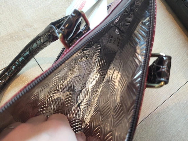 NWT Samantha Brown Croco-Embossed small Bag Burgundy Red Brown 3