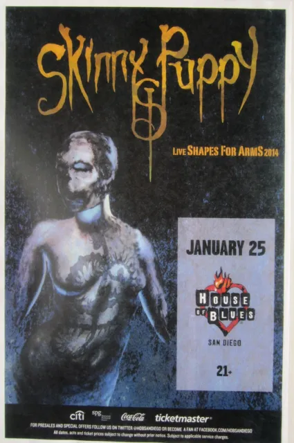 Skinny Puppy "Live Shapes For Arms 2014 Tour" San Diego Concert Poster