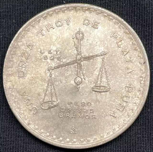 1980 Mo Silver Mexico 1 Onza Scales Coin Uncirculated+