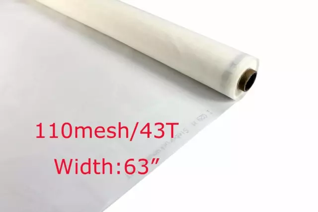 TECHTONGDA 63'' 43T 1 Yard Silk Screen Printing Fabric Mesh 110 Mesh Count(43T)