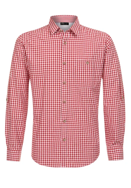 Ramona Lippert® Trachtenhemd Balthasar Karo Herren rot  Gr. S-XXXL